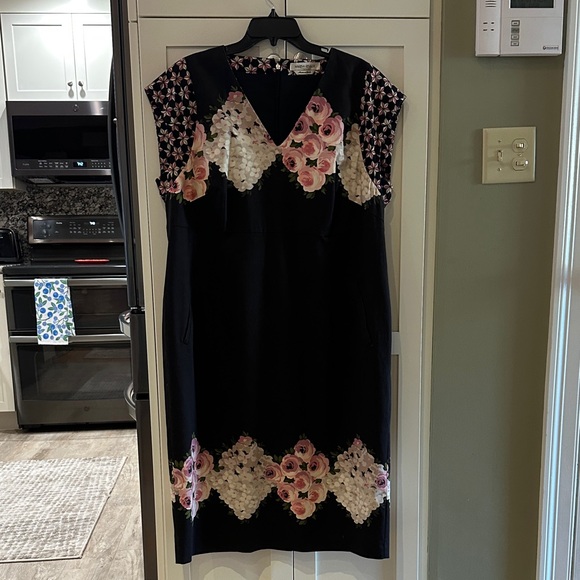 Marina Rinaldi Black Dress with Pink Floral Accents - Picture 1 of 4